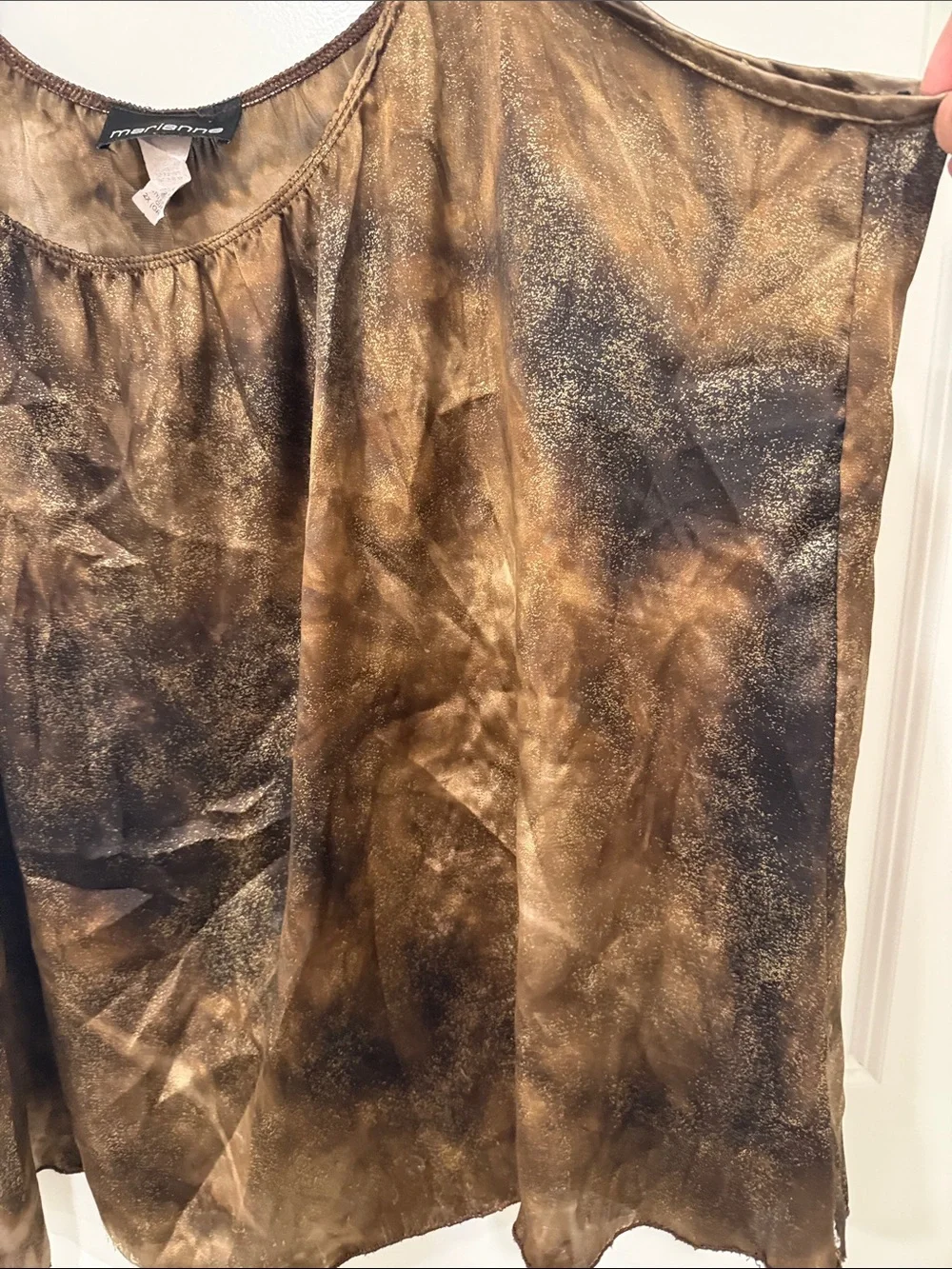 Arianne Metallic Brown Satin Camisole with Gold Chain Straps